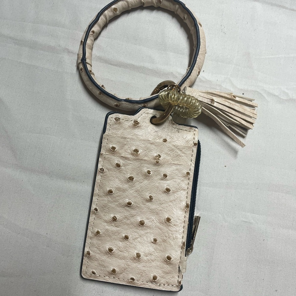 Elegant Cream Wristlet Keychain